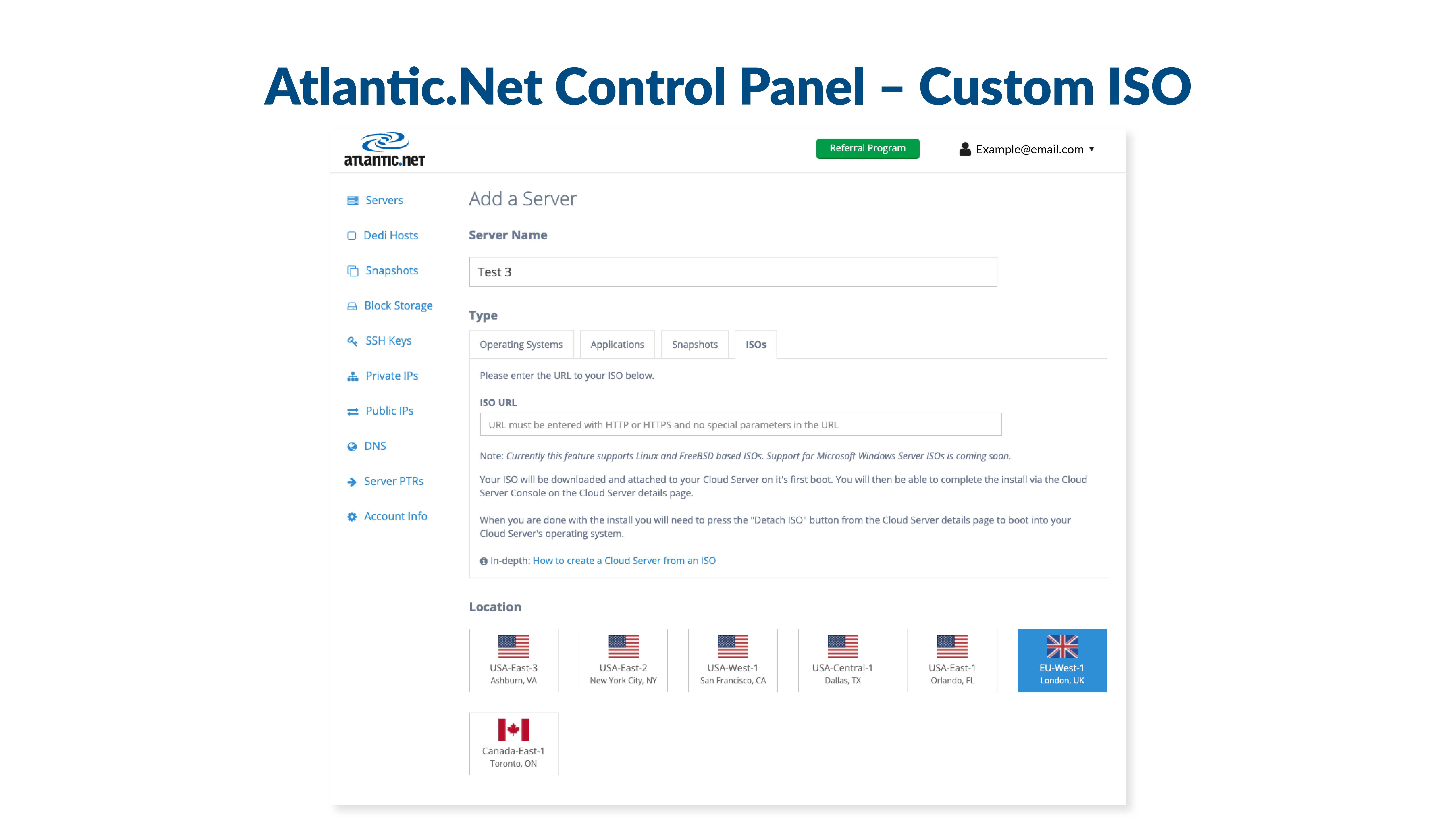 screenshot of Atlantic.Net Cloud Platform